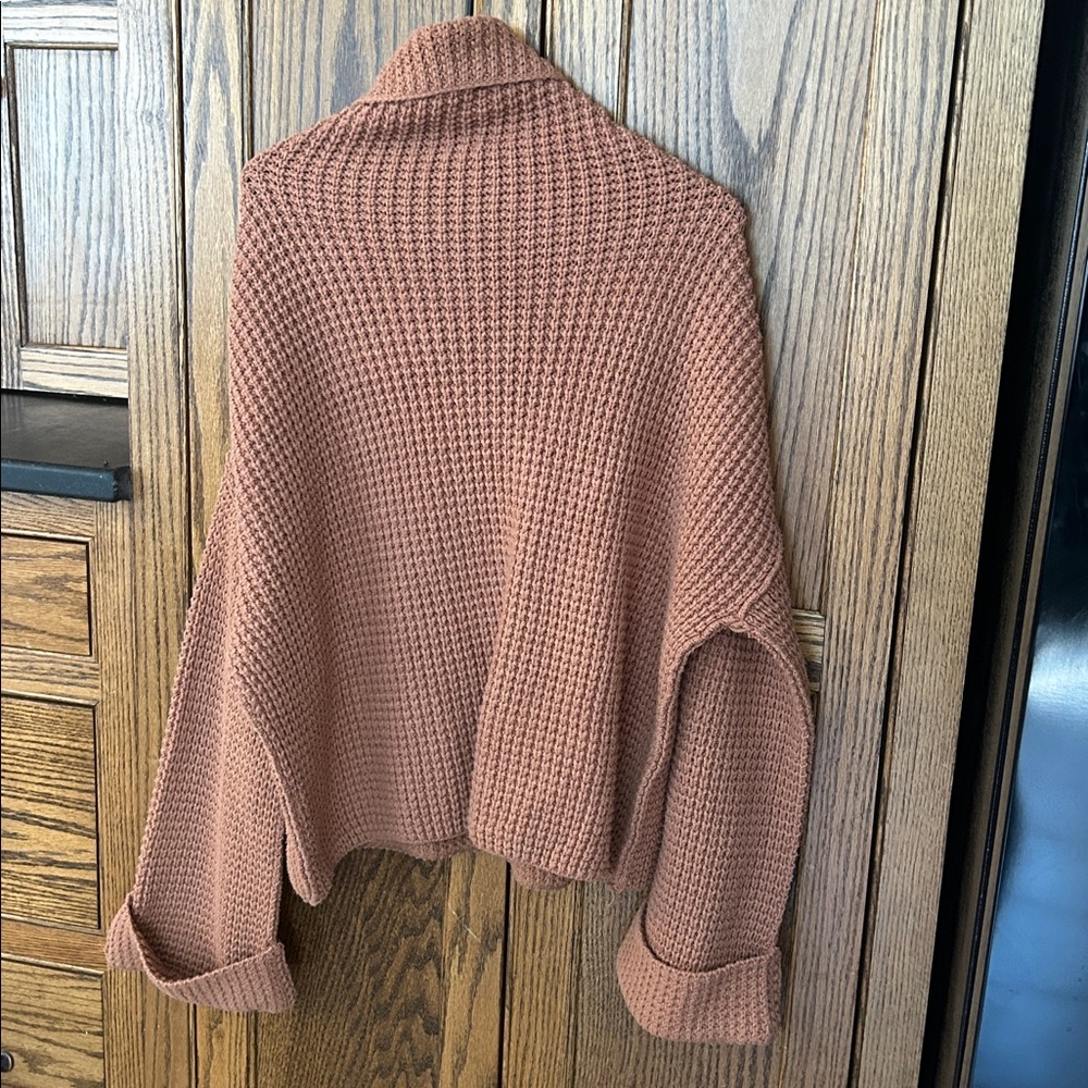 Free People Park City Pullover Waffle Knit Sweater cowl neck turtleneck small - Picture 6 of 6